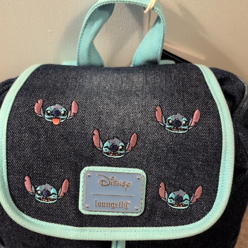 Loungefly Disney Stitch Mini Denim Backpack Excellent Condition